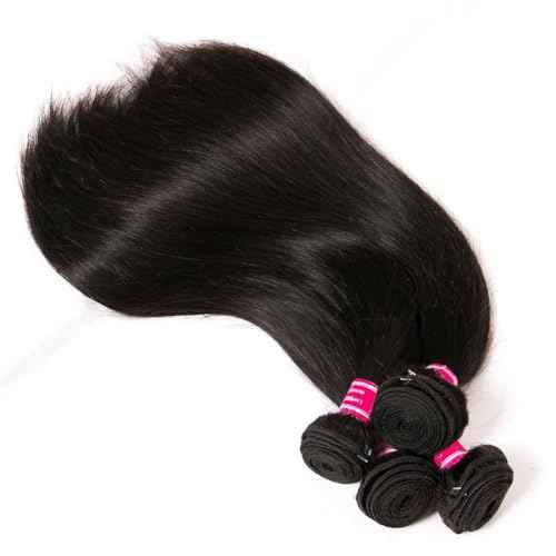 10A Straight Bundles with Closure Human Hair 20 22 24+18 Brazilian Human Hair Bundles with Closure 100% Unprocessed Virgin Straight Hair Weave 3 Bundles with Lace Closure 4x4 Free Part Natural Color
