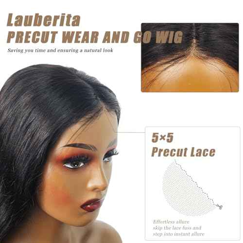 26 Inch 5x5 HD Lace Closure Wigs Human Hair Glueless Wigs Pre Plucked Pre Cut for Beginners 180% Density Body Wave Lace Front Wigs Human Hair Glueless Wear and Go