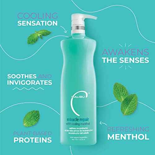 Malibu C Miracle Repair Reconstructor - Nourishing Hair Treatment for Weak, Damaged Strands - Flax Protein & Vitamin B5 for Moisture