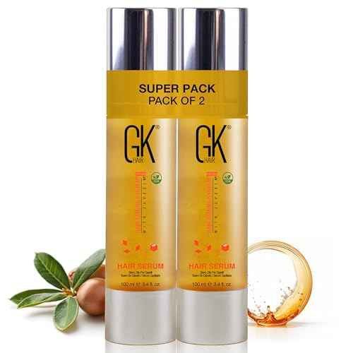 GK HAIR Oil For Curly hair- Organic Argan Oil for Dry, Damaged Hair - Frizz Control Serum Upto 72 hours - Best For repair, Shine & Smoothening Pack of 2 (3.4 Oz)
