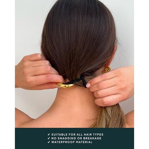 PAVOI 14K Yellow Gold Plated Waterproof Chunky Metal Hair Band Ponytail Holders for Women - Stainless Steel Statement Cuff Fashion Accessories - Stretchy Gold Hair Ties