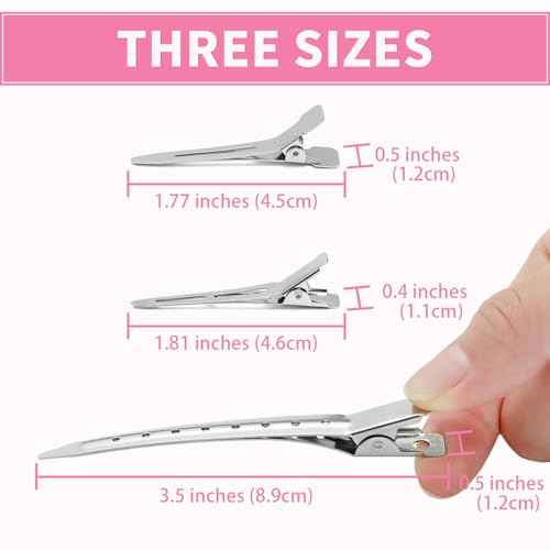 Metal Hair Clips For Women Styling 60-Piece Set | Silver Duckbill Clips with Storage Box | 3 Sizes (3.5"/1.81"/1.77") for Hair Styling, Roller Setting, Salon Use & DIY Crafts