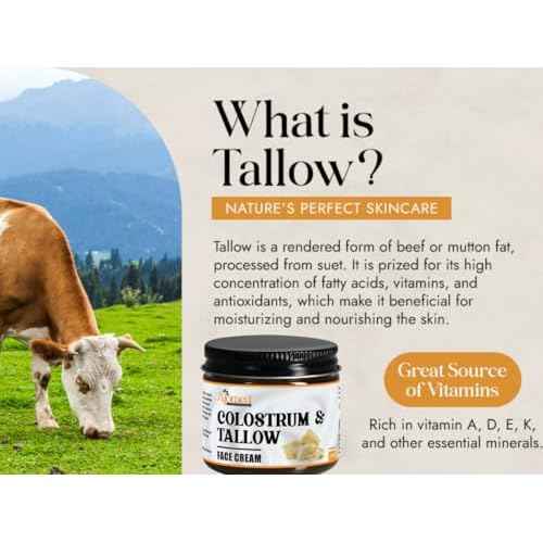 Colostrum & Tallow Face Moisturizer - tallow For Dry skin, Fine Lines & Aging ? Handmade Skincare Tallow balm for rosacea, eczema- Retinol & Hyaluronic Acid Cream, Moisturizer Face Cream Day & Night