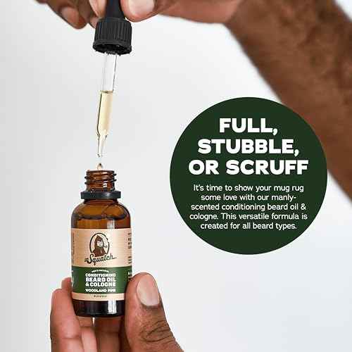 Dr. Squatch Conditioning Beard Oil & Cologne 3 Pack - Natural Men's Beard Oil Gift Pack - Nourish & Moisturize - Long Lasting Scent - Fireside Bourbon, Glacial Falls, Woodland Pine