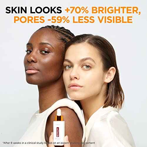 L'Oreal Paris Revitalift 12% Pure Vitamin C Serum, Brightening Serum For Face with Vitamin E, Salicylic Acid, 1 oz + Moisturizer Sample