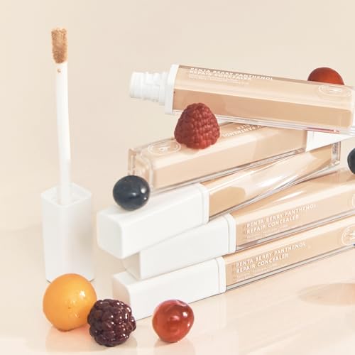 HEVEBLUE Penta Berry Panthenol Repair Concealer 17-21 VANILLA - Lightweight, Full Coverage Dark Circles, Acne&Blemishes, Vegan, Sensitive Skin, Korean Makeup, Non-clogging Pores