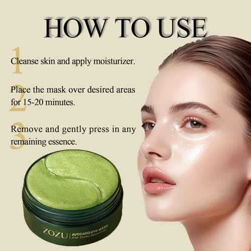Avocado Eye Mask, Eye Patches, Avocado Moisturizing Collagen Eye Mask, Under Eye Patches, Nourishing, Naturally Hydrating Formula