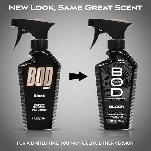 BOD man Fragrance Body Spray, Black, 8 fl oz (Pack of 2)