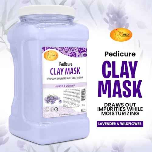 SPA REDI - Clay Mask, Lavender and Wildflower, 128 Oz - Pedicure and Body Deep Cleansing, Skin Pore Purifying, Detoxifying and Hydrating - Natural Bentonite Clay, Infused with