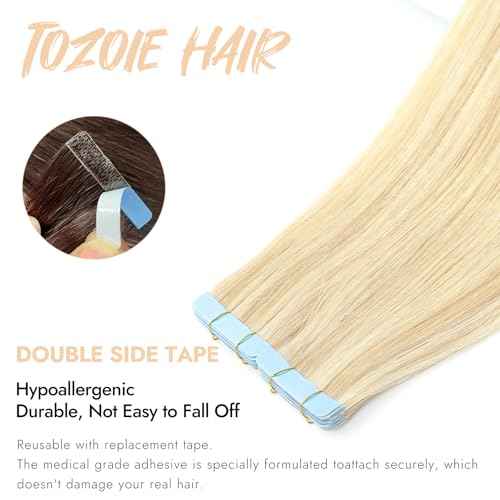 Tape in Hair Extensions Human Hair, Chotolate Brown 20pcs 22 Inch Hair Extensions Real Human Hair Tape in Straight Invisible Tape in Hair Extensions for Women (18p613, 22 Inch)