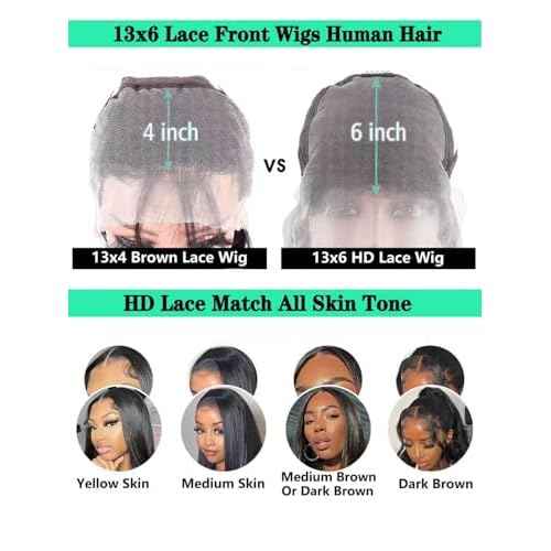 28 Inch 13x6 Lace Front Wigs Human Hair Pre Plucked 200 Density HD Transparent Front Wigs Human Hair Glueless Wigs Human Hair With Baby Hair for Women Natural Black