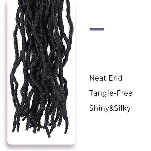 Niseyo Faux Locs Crochet Hair 14 Inch Soft locs, 6 Packs Short Crochet Locs Pre Looped Crotchet Straight Synthetic Hair Extensions (1B, Natural Black)