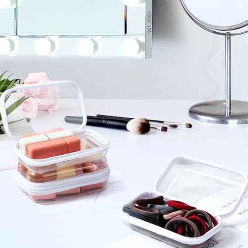 Clear Hard Shell Zipper Case Clear Zipper Pouches, Toy Storage Bag & Waterproof Makeup Organizer, Diaper bag, Plastic Pouch for Travel, Office, Home, White 3 Pack, MSS