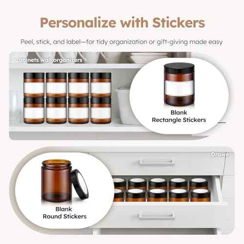 8 oz Amber Glass Jars with Lids, 12 Pack Amber Small Glass Jars with Black Lids, Lotion Container Empty Cosmetic Travel Containers for Sample, Cream, Lotion, Honey, Powder