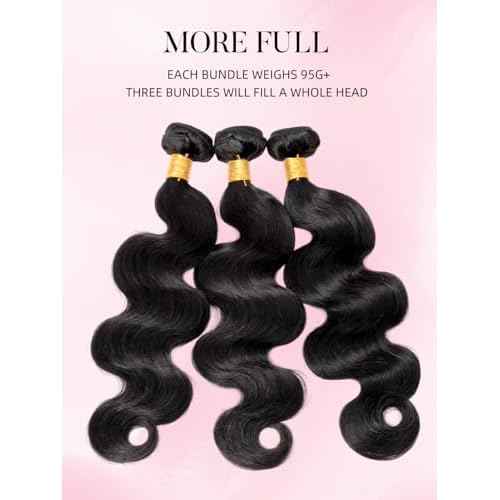 PERISMODA Body Wave Bundles Human Hair 20 20 20 Inch 1PC 100% Human Hair Bundles Unprocessed Brazilian Virgin Hair Bundle 12A Body Wave Human Hair Extensions Natural Black