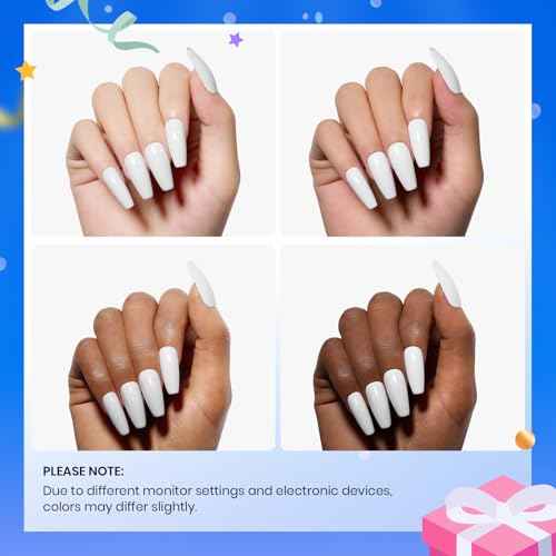 Beetles 3Pcs 15ml White Gel Nail Polish and No Wipe Gel Top Coat & Base Coat Christmas Set, Soak Off UV Lamp and Long Lasting Glossy Top Coat French Manicure Art Design Kit