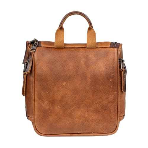 STS Ranchwear Men's Tucson Hanging Shave Kit, Multi-Pocket Genuine Leather Travel Toiletry Dopp Kit Organizer Bag, STS30310
