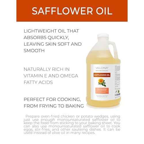 velona Safflower Oil 1 Gallon / 128 Fl Oz | 100% Pure and Natural Carrier Oil | Refined, Expeller Pressed | Cooking, Skin, Hair, Body & Face Moisturizing | Use Today - Enjoy Results