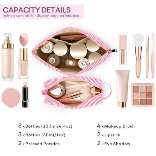 2 PCS Initial Makeup Bags for Women: Cosmetic Bag for Travel Toiletry - Birthday Gifts for 11 12 13 14 15 16 17 18 Years Old Girl Graduation Teacher Gift- Teen Girl Gifts Trendy Stuff - Pink L