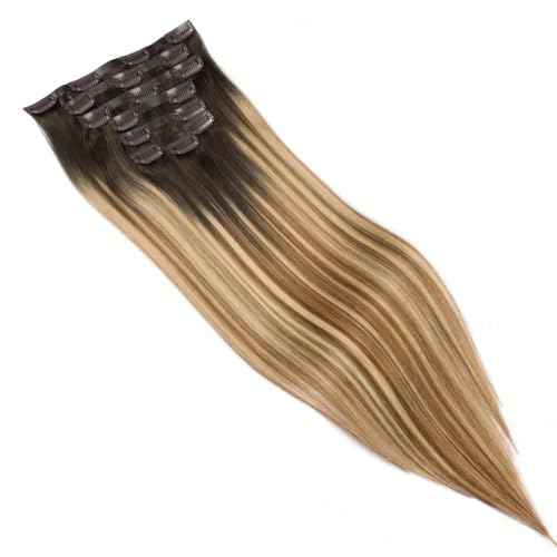 human hair clip in extensions 120g 7pcs PU Clip seamless clip in hair extensions human hair 14Inch P216 Dirty Blonde to Caramel Blonde