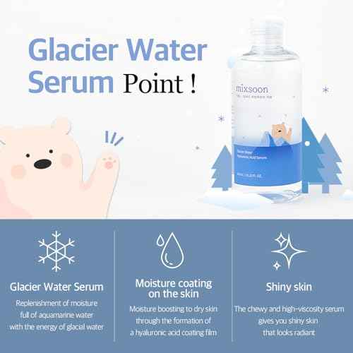 mixsoon Glacier Water Hyaluronic Acid Serum - Deep Hydration and Cooling for Face, Hydration Booster, Refreshing Lightweight Texture 30ml / 1.01 fl.oz. Korean Glass Skin Care