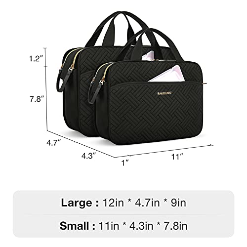 BAGSMART Toiletry Bag for Women, Large Toiletry Bag Water-resistant Makeup Cosmetic Organizer Bag Door Room Essentials for Accessories, Shampoo, Full Sized Container, Toiletries (Medium, Black)