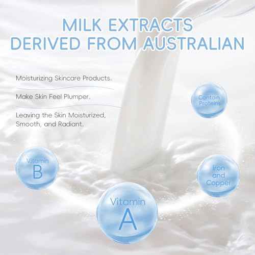 Milk Skincare Set Girls Gifts - 8Pcs Milk Skin Care Sets & Kits for Teens - Skin Care Kit for Women Kids Teenage Girls with Cleanser, Toner, Eye Cream, Serum, Sunscreen, Face Cream, Scrub, Bag