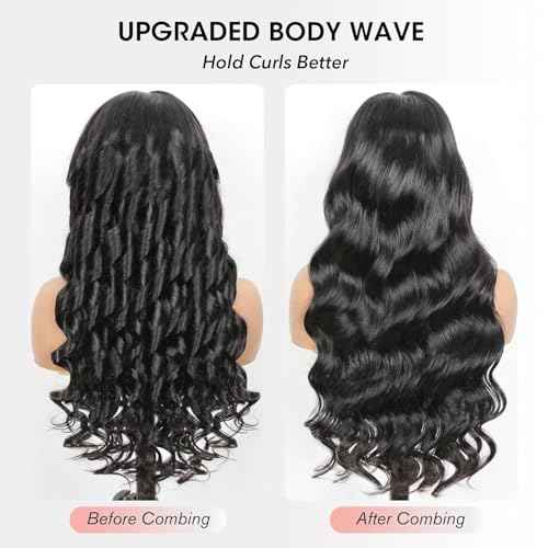 16 Inch Hidden Strap 360 Glueless Lace Front Wigs 100% Human Hair 200% Density Pre Plucked HD Lace Loose Body Wave 360 Full Lace Human Hair Wigs With Invisible Drawstring for Black Women