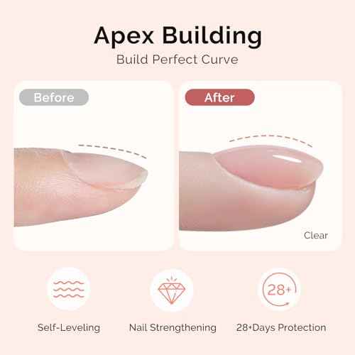 MelodySusie Top Coat Builder Gel Base Coat No Wipe Glossy Set Long Lasting Shine Finish Soak Off UV LED Nail Lamp Nail Polish Art Design Manicure Kit Perfect Gifts for Women Girls 3 Pcs 15ml Clear