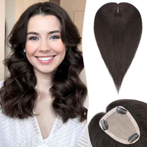 Hair Toppers for Women Real Human Hair Toppers Hairpieces for Women No Bangs Adds Volume 10 Inch 1B Natural Black