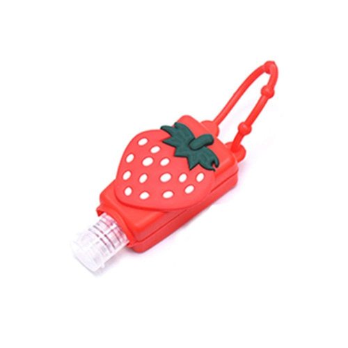 Strawberry Empty Travel Hand Sanitizer Bottle, Silicone Sleeve Refillable Empty Squeeze Leakproof Flip Cap Keychain, Hand Soap Holder Cosmetic Containers, Refillable Portable Travel Containers