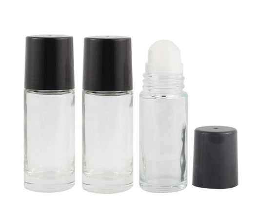 3 Packs Glass Roll On Bottles Deodorant Container Travel DIY Deodorant Bottles With Plastic Roller Balls For Lip Balm Lotion Sunscreen (50ml)