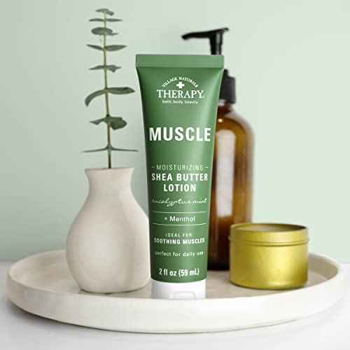 Village Naturals Therapy Muscle Shea Butter Lotion, Eucalyptus Mint Scent, 2 fl oz, Pack of 6