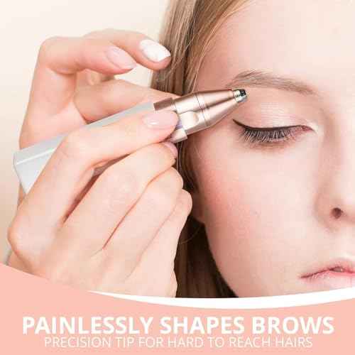 Eyebrow Facial Hair Remover for Women: Rechargeable 2 in 1 Face Shavers and Eyebrow Trimmer - Painless Electric Hair Removal Device for Face Eyebrows Lips Peach Fuzz with Light
