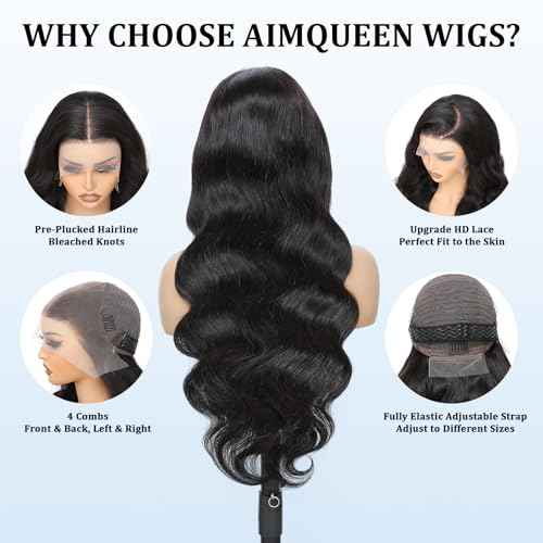 13x6 Lace Front Wigs Human Hair 200 Density Body Wave Lace Front Wigs Human Hair Pre Plucked 12A Glueless Wigs for Women HD Lace Frontal Wigs Natural Color 26 Inch