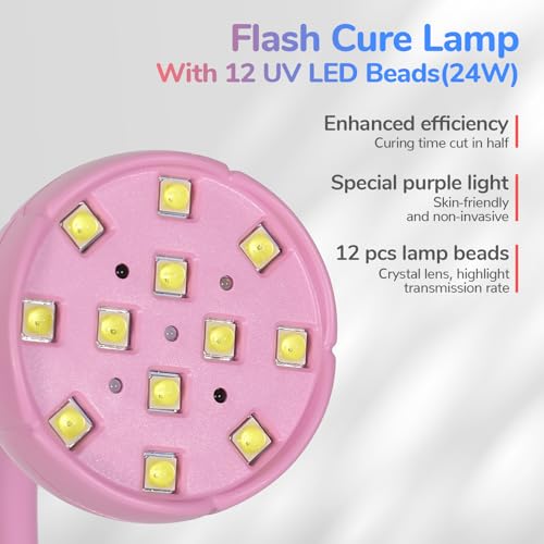 LIORA UV LED Nail Lamp - Gooseneck UV Light for Gel Nails, Cordless USB Rechargeable Flash Curing Lamp with 4 Timers & Auto Sensor, Nail Dryer Gel Polish Light for Salon Home DIY