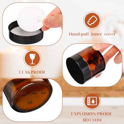 Layhit 24 Pcs 2 oz Glass Jars with Lids Bulk, Small Jars Containers Travel Storage Jar with Inner Liners Labels for Candle Scrubs, Lotions, Cream, Lip Balm (Amber,Black Lid)
