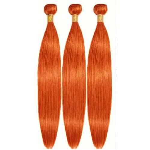 Brazilian Human Hair Bundles 16 18 20 inch Orange Straight Bundles 350 Color Ginger Orange Unprocessed Virgin Quick Weave Hair for Black Women