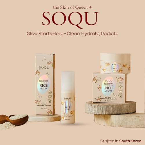 Moisturizing Facial Rice Serum - Hydrating and Brightening Formula with Niacinamide and Hyaluronic Acid for Radiant Skin - 50ml 1.69oz - Made in Korea (50ml / 1.69fl oz, Rice Serum)