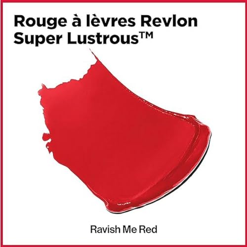 Revlon Super Lustrous Lipstick, with Vitamin E and Avocado Oil, Cream Lipstick, 654 Ravish Me Red, 0.15 oz (Pack of 2)