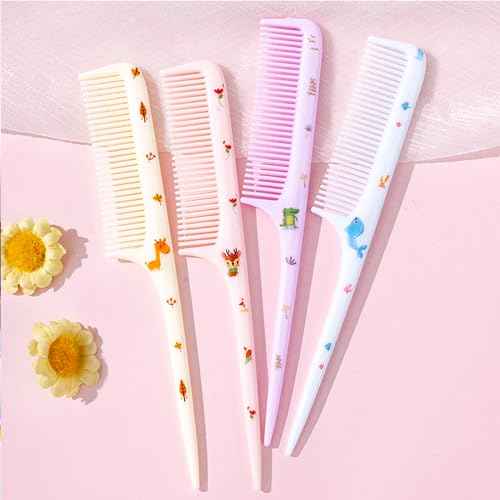 Small Cute Hair Comb,2 Piece Mini Hair Comb Set Toddler Combs Set for Girls Boys Kids Fine Tooth Rat Tail Comb Portable Plastic Hairdressing Combs Gift For Wet And Dry Hair (Blue Whale)