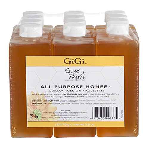 GiGi All Purpose Honee Roll-On Hair Removal Wax, Easy and Quick, Soft Wax Refill, 2.8 oz., Pack of 12