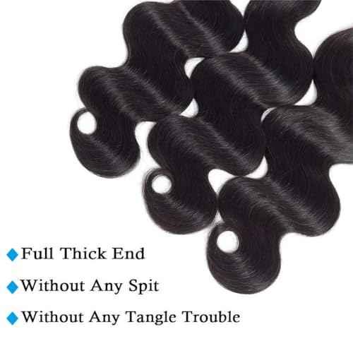Cirvty 12A Human Hair Bundles 22 22 22 Inch Body Wave Bundles Human Hair Weave 3 Bundles Human Hair Weft Unprocessed Human Hair Bundles 100% Brazilian Human Hair Bundle Natural Black