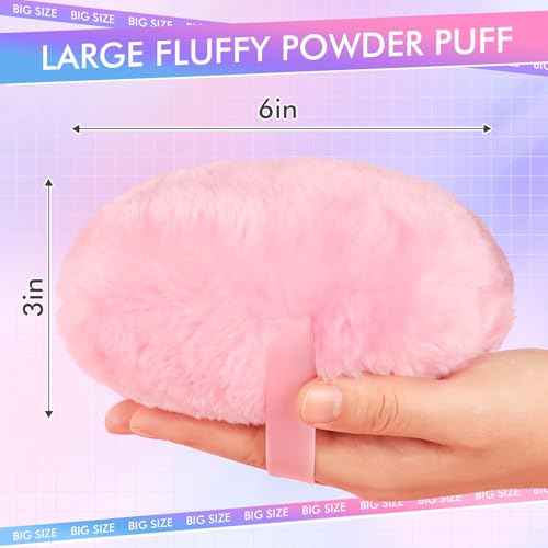 WSYUB Extra-Large Body Powder Puff - 6 Inch Ultra Soft Fluffy Velour Powder Puff, Pink