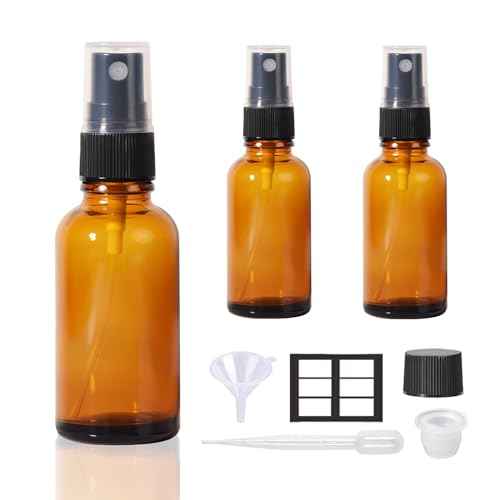 1oz Spray Bottles,Refillable Empty Glass Bottle with Small Fine Mist for Hair,Essential Oil,Plants, Cleaning Solutions(3 Pack)