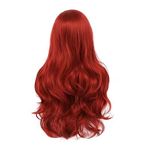 Red Lace Front Wigs for Women Long Curly Wavy Middle Part Natural Looking Wig for Party Cosplay Halloween Daily Use