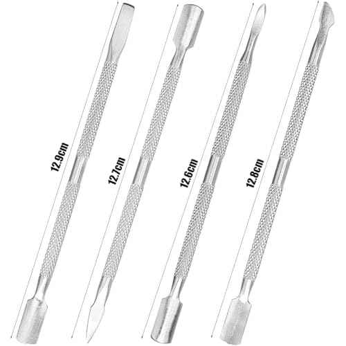 4pcs Cuticle Pusher Metal Cuticle Pusher Tool Kit Nail Cleaner Cuticle Care Nail Cuticle Remover Tools Nail Scraper Under Nail Cleaner Tool Cuticle Pushers for Fingernails Toenails