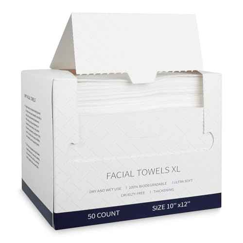 Disposable Face Towels, 50 Count Ultra Soft Biodegradable Facial Cleansing Cloths, Lint-Free Makeup Remover Cloth in Paper Box