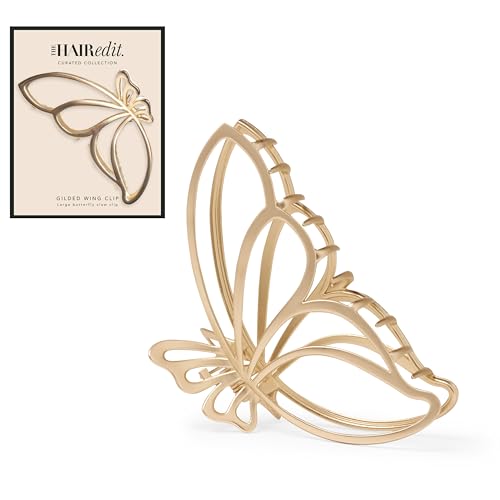 The Hair Edit Gilded Wing Clip ? Large Chic Gold Metal Hair Clip for Women, Hair Accessory for Styling & Everyday Wear, Clip For Medium,Thick or Curly Hair, Ideal Gift For Women, Perfect for Updos