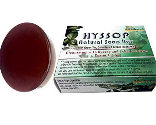 BIBLE N Beautyoils Cleanse Me With Hyssop Natural Herba Soap Bar, Infused with Hyssop, Calendula, Green Tea Extracts, and Amber Fragrance for a Refreshing Experience (Green Tea Calendula & Amber)